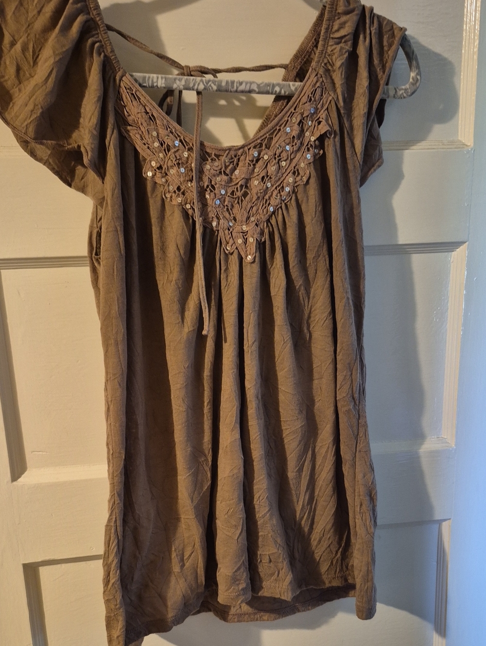 French Laundry Brown Embellished Peasant Tunic